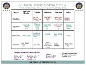 Byron primary school lunch menu