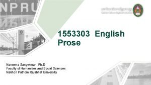 1553303 English Prose Nareema Sangwiman Ph D Faculty