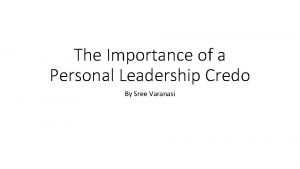 Leadership credo sample