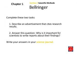 Scientific method bellringer
