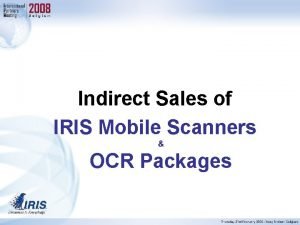 Indirect Sales of IRIS Mobile Scanners OCR Packages