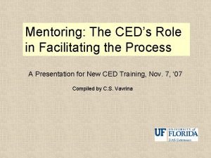 Mentoring The CEDs Role in Facilitating the Process