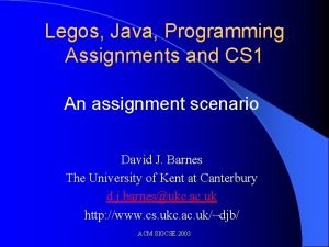 Legos Java Programming Assignments and CS 1 An