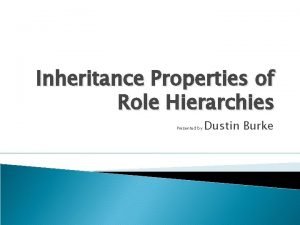Inheritance Properties of Role Hierarchies Presented by Dustin