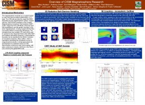 Overview of CISM Magnetosphere Research Mary Hudson 1