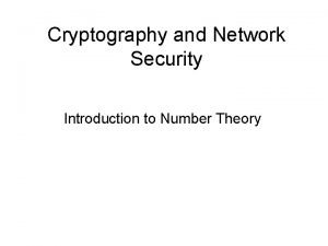 Number theory in cryptography and network security