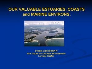 OUR VALUABLE ESTUARIES COASTS and MARINE ENVIRONS STAGE