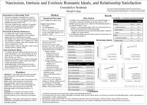 Narcissism Intrinsic and Extrinsic Romantic Ideals and Relationship