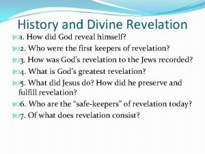 Who were the first keepers of revelation