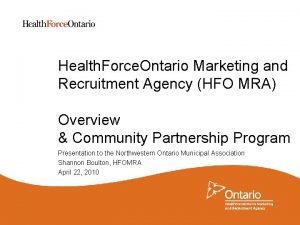 Health force ontario