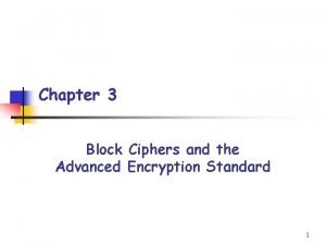Chapter 3 Block Ciphers and the Advanced Encryption