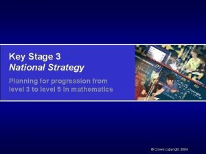 Key Stage 3 National Strategy Planning for progression