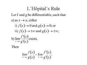 LHpitals Rule What is a sequence An infinite