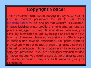 Copyright Notice This Power Point slide set is