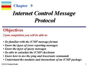 Chapter 9 Internet Control Message Protocol Objectives Upon