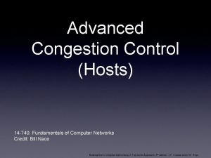 Advanced Congestion Control Hosts 14 740 Fundamentals of