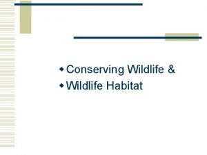 w Conserving Wildlife w Wildlife Habitat Next Generation