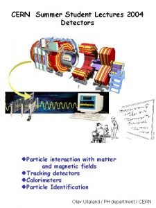 CERN Summer Student Lectures 2004 Detectors Particle interaction