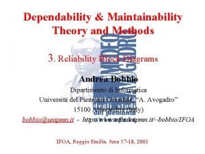 Dependability Maintainability Theory and Methods 3 Reliability Block