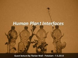 Human Plant Interfaces Guest lecture by Florian Weil