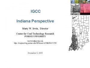 IGCC Indiana Perspective Marty W Irwin Director Center