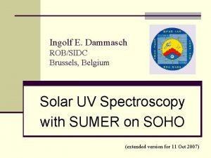 Ingolf E Dammasch ROBSIDC Brussels Belgium Solar UV