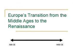 Transition of europe through renaissance Transition of europe through renaissance