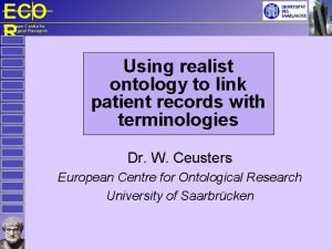 ECO R European Centre for Ontological Research Using