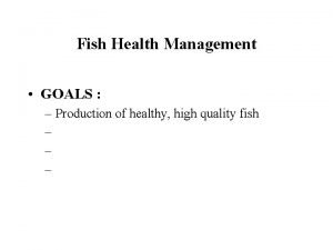 Goals in fish health management