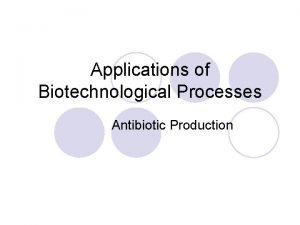 Applications of Biotechnological Processes Antibiotic Production Biotechnology and