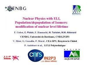 Nuclear Physics with ELI Populationdepopulation of Isomers modification