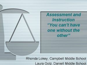 Assessment and Instruction You cant have one without