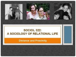 SOCIOL 322 A SOCIOLOGY OF RELATIONAL LIFE Distance