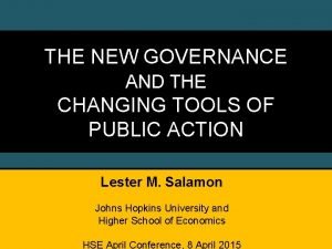 The new governance and the tools of public action