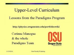 UpperLevel Curriculum Lessons from the Paradigms Program http