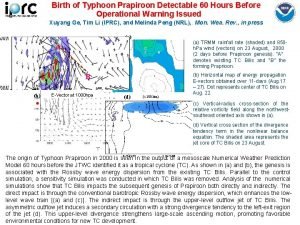 Birth of Typhoon Prapiroon Detectable 60 Hours Before