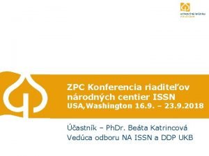 ZPC Konferencia riaditeov nrodnch centier ISSN USA Washington