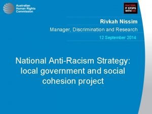 Rivkah Nissim Manager Discrimination and Research 12 September