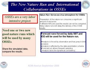 The New Nature Run and International Collaborations in