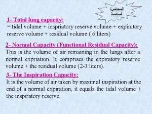 1 Total lung capacity tidal volume inspriatory reserve