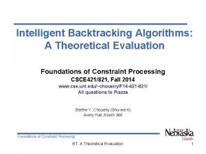 Intelligent Backtracking Algorithms A Theoretical Evaluation Foundations of