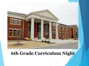 6 th Grade Curriculum Night Welcome to 6