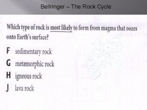 Bellringer The Rock Cycle Bellringer Rock Cycle Lesson