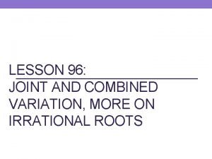 Joint and combined variation