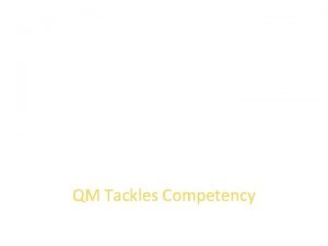 QM Tackles Competency QM Tackles CompetencyBased Learning and