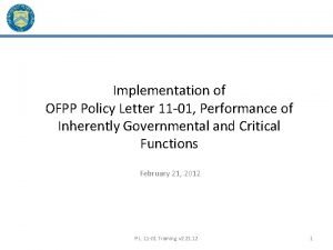 Ofpp policy letter 11-01