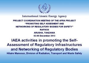 International Atomic Energy Agency PROJECT COORDINATION MEETING OF