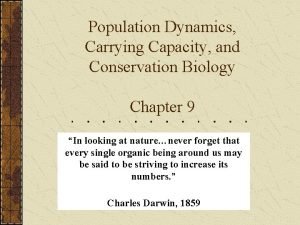 Population Dynamics Carrying Capacity and Conservation Biology Chapter