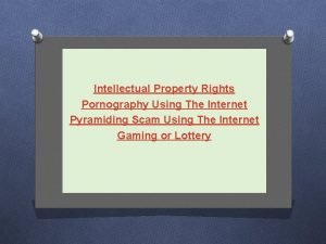 Pyramiding scam using the internet