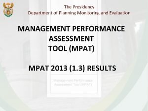 The Presidency Department of Planning Monitoring and Evaluation